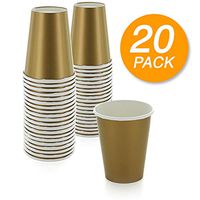 SparkSettings Disposable Paper Cups Drinking Paper Cup for Both Hot and Cold Beverages Perfect for Coffee, Tea, Water or Juice - Gold, Pack of 20