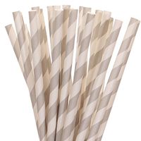 Grey Striped Paper Straws (25)