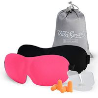 Sleep Mask, Unisex 3D Eye Mask (Pack of 2 and 2 Pair of Earplugs), No Pressure on Eyeballs, Super Soft with Adjustable Strap, Blindfold Airplane Mask- Night Blinder Eyeshade, Black/Pink