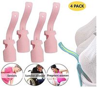 4 Pcs Lazy Shoe Helper,Handled Shoe Horn,Portable Sock Slider,Shoe Helper Easy On Easy Off,Plastic Travel Shoe Horn Shoe Lifting Helper (Pink)