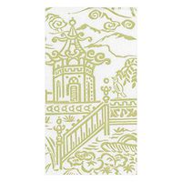 Caspari Pagoda Toile Paper Linen Guest Towel Napkins in Green, Pack of 12