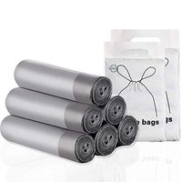 BILIEASY 75 Bags 5 Rolls 45x50 Bin Liners 15 L Bin Bags with Drawstring Handle Strong Tall Trash Bags Unscented Indoor Garbage Bags for Office Kitchen Bedroom (75,15L)