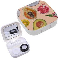 Portable Contact Lens Case Box Travel Kit Mirror + Bottle + Tweezers Container Holder [ Exotic Coconut Papaya Pomegranate ]