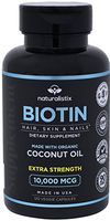 Naturalistix Biotin 10000mcg Liquid Vegan Capsules For Hair, Skin, Nails (Maximum Strength). Promotes Hair Growth, Healthy Skin, Strong Nails & Reduces Hair Loss; 120 Soft Capsules; Made In USA