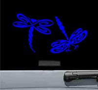 Tribal design dragonflies Vinyl Decal Sticker (BLUE)