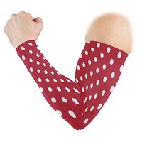 White Polka Dot Red Background Unisex 2Pcs Arm Protection Sleeve UV Sun Guard Tattoo Compression Sleeves for Outdoor/Basketball/Football/Cycling/Running/Farm/Work
