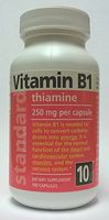 Standard Vitamins Vitamin B1 250mg 100 Capsules