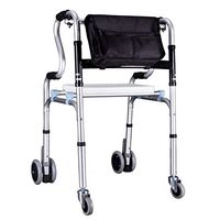 HL Walking Frame with Wheels Old Man with Four Feet Walking Folding Walker Trolley Thick Aluminum Alloy Disabled Toilet Chair Bathing Rehabilitation Equipment (Color : A)