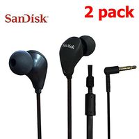 2 Pk of Genuine Black Sandisk 3.5mm Earphones headphones earbuds for mp3 players