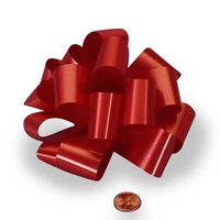 Red Satin Notched Hank Bow 5" | Quantity: 100 Width 1 1/4"