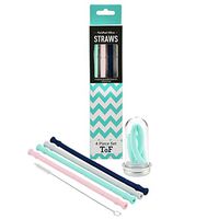 Luxe Reusable Silicone Drinking Straws – portable and eco-friendly drinking straws in 4 stylish colors with cleaning brush and FREE travel case
