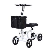 BEYOUR WALKER Folding Knee Walker for Foot Injuries with Dual Braking System Crutches Alternative, White