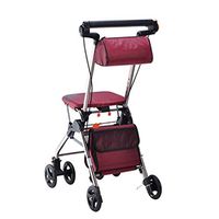 Walkers Folding Shopping Trolley Elderly Ultra Light Portable Can Sit On The with Casters Can Be Adjusted to Lift The Gift (Color : Red, Size : 4656.576cm)
