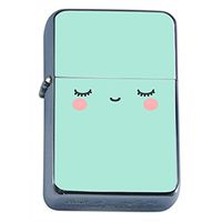 Cute Green Smile Flip Top Dual Torch Em1 Smoking Cigarette Silver Refillable Dual Flame
