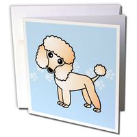3dRose Cute Apricot Poodle Blue Paw Print Background - Greeting Cards, 6 x 6 inches, set of 6 (gc_13771_1)