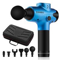 ZANBO Massage Gun, Athletes Portable Deep Tissue Percussion Muscle Massager Gun, Handheld Muscle Massage for Sore Muscle and Stiffness 6 Heads with 20 Speed Level Quiet Brushless Motor (Blue)