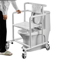 XUEZHEN Medical Supplies Stainless Steel Toilet Safety Rack with Wheels, Portable Removable Senior Bathroom Aids, White, Yellow, with Luminous Design (Color : B)