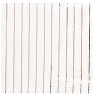 Rose Gold Napkins - 50-Pack Disposable Luncheon Napkins, Rose Gold Foil Stripes, 3-Ply Paper Napkins, Cocktail, Bridal Shower, Birthday, Wedding Party Supplies, Folded 6.5 x 6.5 Inches
