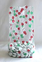 Christmas Holiday Red Green Paw Prints Cello Cellophane Party Favor Treat Bags - Pack of 25 (Large)