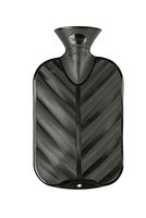 Fashy Hot Water Bottle Single Ribbed Thermoplastic Black White Wave 6446 (Black)