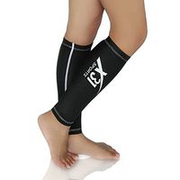 X31 Sports Compression Calf Sleeve Shin Splint Leg Warmer for Running Nurses Travel 15-20 mmHg (Black, Large)