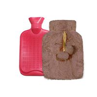 YAMY Hot Water Bottle,700ML Warm Water Bag Classic Rubber Hot Water Pouch with Soft Plush Hand Waist Warmer Cover Hot Water Bag for Pain Relief from Arthritis,Headaches,Hot & Cold Therapies (Khaki)