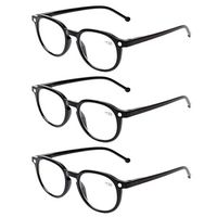 READING GLASSES 3 Pair Retro Round Spring Hinged Readers Great Value Quality Glasses for Reading (3 Pack Black, 3.50)