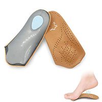 PU Leather Flat Foot Insoles, Arch Support Orthotic Pads, Plantar Fasciitis Pain Relief Inserts, Heel Spur O/X Legs Pronation Shock Absorption Cushions, for Running Walking Yoga Ballet Athletes (L)