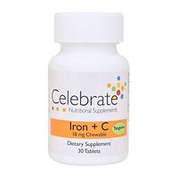 Celebrate Iron+C 18mg Chewable Tangerine, 30 Count
