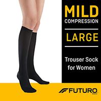 Futuro Trouser Sock for Women, Mild Compression, 8-15 mm/Hg, Large, Black, Helps Improves Circulation to Help Minimize Swelling