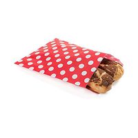 Disposable Paper Bags, Cookie Bags, Deli Bags, Bakery Bags - Red with White Polka Dots - 7" x 5" - 100ct Box - Restaurantware