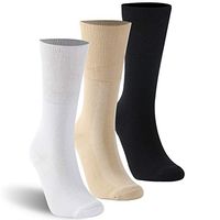 KitNSox No Binding Socks, Womens Mens Elderly Elastic Free Mid Calf Physical Circulation Diabetes Bamboos Socks Loose Fit 3 Pack Multicolor M