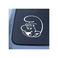 Smurf Profile - Vinyl 4" tall (color: WHITE) - decal laptop tablet skateboard car windows stickers