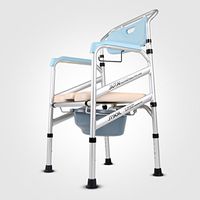 SunHai Folding Commode Chair with Padded Toilet Seat Bathroom Anti-Slip Adjustable Height Bathroom Shower Stool Elderly Person/Pregnant Woman/Handicapped Person Potty Chair (Color : White)