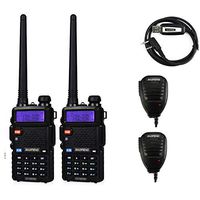 BaoFeng 2 Pack Uv-5Rtp Tri-Power 8/4/1W Two-Way Radio Transceiver (Uv-5R Upgraded Version with Tri-Power), Dual Band 136-174/400-520MHz True 8W High Power + 1 Programming Cable + 2 Remote Speakers