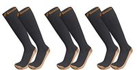 Genetix Plus Size Copper Compression Socks 15mmhg-20mmhg (Black 6XL-7XL)
