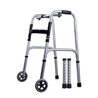 ZMYLOVE Compact Folding Walker with Wheels, Heavy Duty Folding Walker, Bariatric Walker with 4 Foot Tube for Seniors Wide Walker (Supports Up to 180Kg)