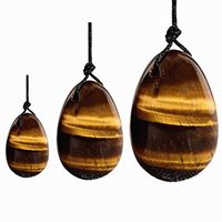 TOP-VRA Jade Stone Eggs Yoni Eggs Massage Stone 3PCS Natural Chakra Healing Yoga Exercise Eggs to Train Pelvic Muscles Kegel Exercise-(Tiger's Eye)