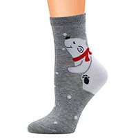 Christmas Casual Women’s Socks - Cute Animals Art Pattern - Universal Size - Comfortable Anti Slip Socks Gray