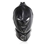 a-YUEYUE Leather Unisex Hood Zipper Eyes Mouth Fine Leather Costume Mask Helmet Adjustable Zipper Strap Hood for Couples, 2 Colors Optional