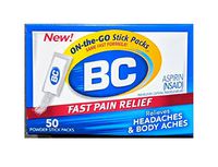 BC Fast Pain Relief, 50 Powder Sticks Per Pack (4 Packs)