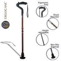 Ergocane 2G by Ergoactives As Seen On TV. Spring-Assisted Shock Absorber Fully-Adjustable Ergonomic Cane, Newly Released, Equipped with Stand Alone High Performance Rubber Tip (Maroon Design)