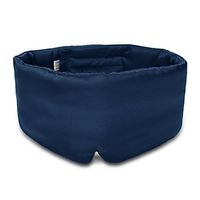 100% Mulberry Silk Sleep Mask Eye Mask for Man and Woman with Adjustable Headband, Full Size Large Sleep Mask & Blindfold for Total Blackout for All Night Sleep, Travel & Nap- Navy Blue