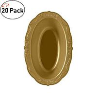 TigerChef Gold Dessert Bowls Heavy Duty Plastic Serendipity Dinnerware Disposable Bulk Party Supplies Hard Round Heavyweight Plates Lunch Dinner Wedding Birthday Pack of 20 (Dessert Bowls, Gold)