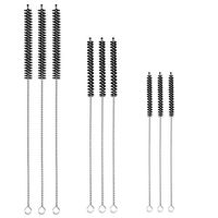 ALINK Drinking Straw Cleaning Brush Kit - 3 Size 9-Piece Straw Pipe Cleaner for Multiple Size Metal/Silicone/Glass/Stainless Steel Straws - Black