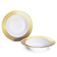 " OCCASIONS" 40 Bowls Pack, Disposable Wedding Party Plastic Bowls (12 oz Soup Bowl, Princess in White & Gold)