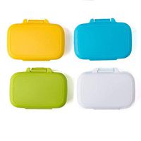 4pcs Plastic 3 Compartments Pill Organizer Box Case Pill Container Great for Daily Use and Travel(Yellow/Green/Blue/White)