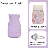 Hot Water Bottle, Heating Bottle Environmental Silicone Hot Water Bottle with Knit Cover, Hot & Cold Therapies - Great for Pain Relief,Hand Warmer,Valentine's Day,Gift Exchange Pary (Small, Purple)