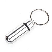 Aluminum Alloy Pill Case Water-Proof Air-Tight Pill Fob Pill Box Pill Holder with Keychain, Used for Holding Aspirin and Vitamins (Silver)