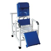MJM International 193-SQ-PAIL Reclining Shower Chair with Elevated Leg Extension and Commode Pail, 325 oz Capacity, 49.5" Height x 58.5" Length x 24" Width x 62" Depth, Royal Blue/Forest Green/Mauve